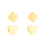 EAR STUDS IN A SET OF FLOWER HEART